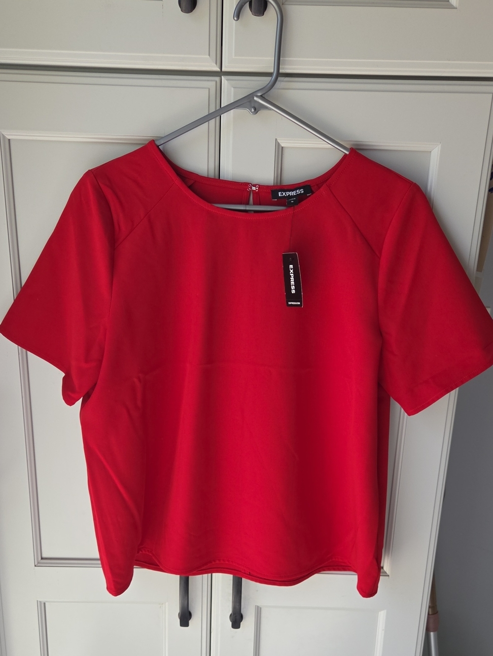Express Red Short Sleeve Boxy Top